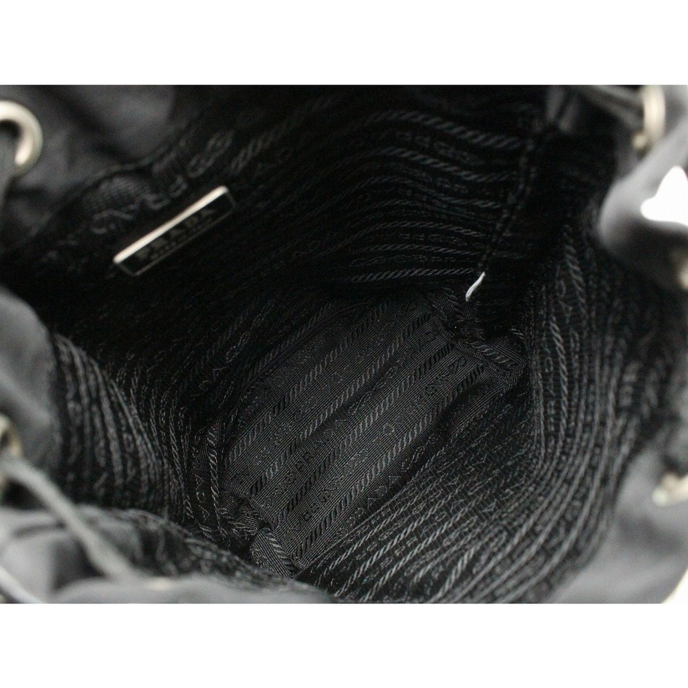 Prada Drawstring Handbag Bag Mini Black Leather N… - image 5